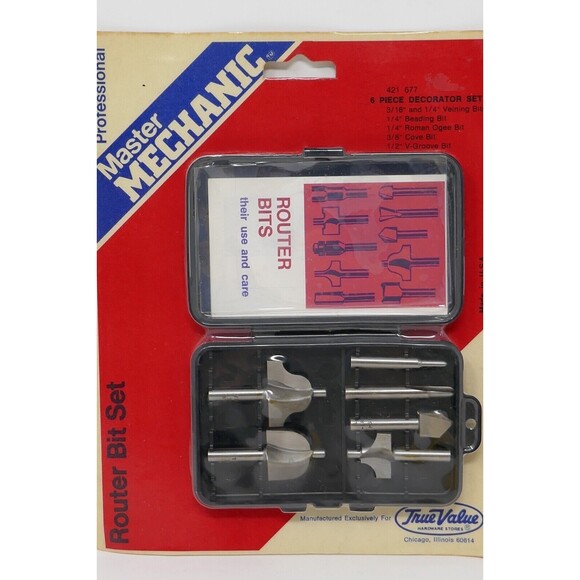True Value Master Mechanic 6 Piece Router Bit Set NOS - Picture 2 of 6